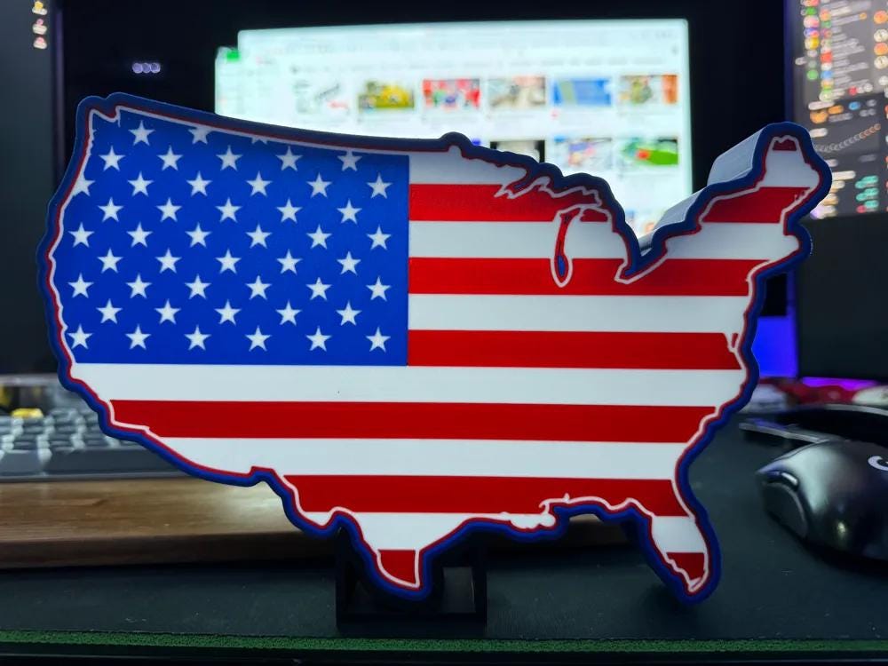 Flagge USA Umriss LED Lampe - Leuchtbox