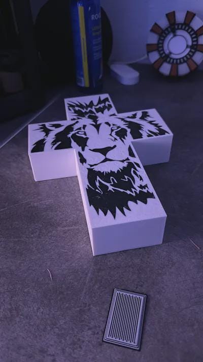 Glaube Jesus Kreuz Löwe LED Lampe - Leuchtbox