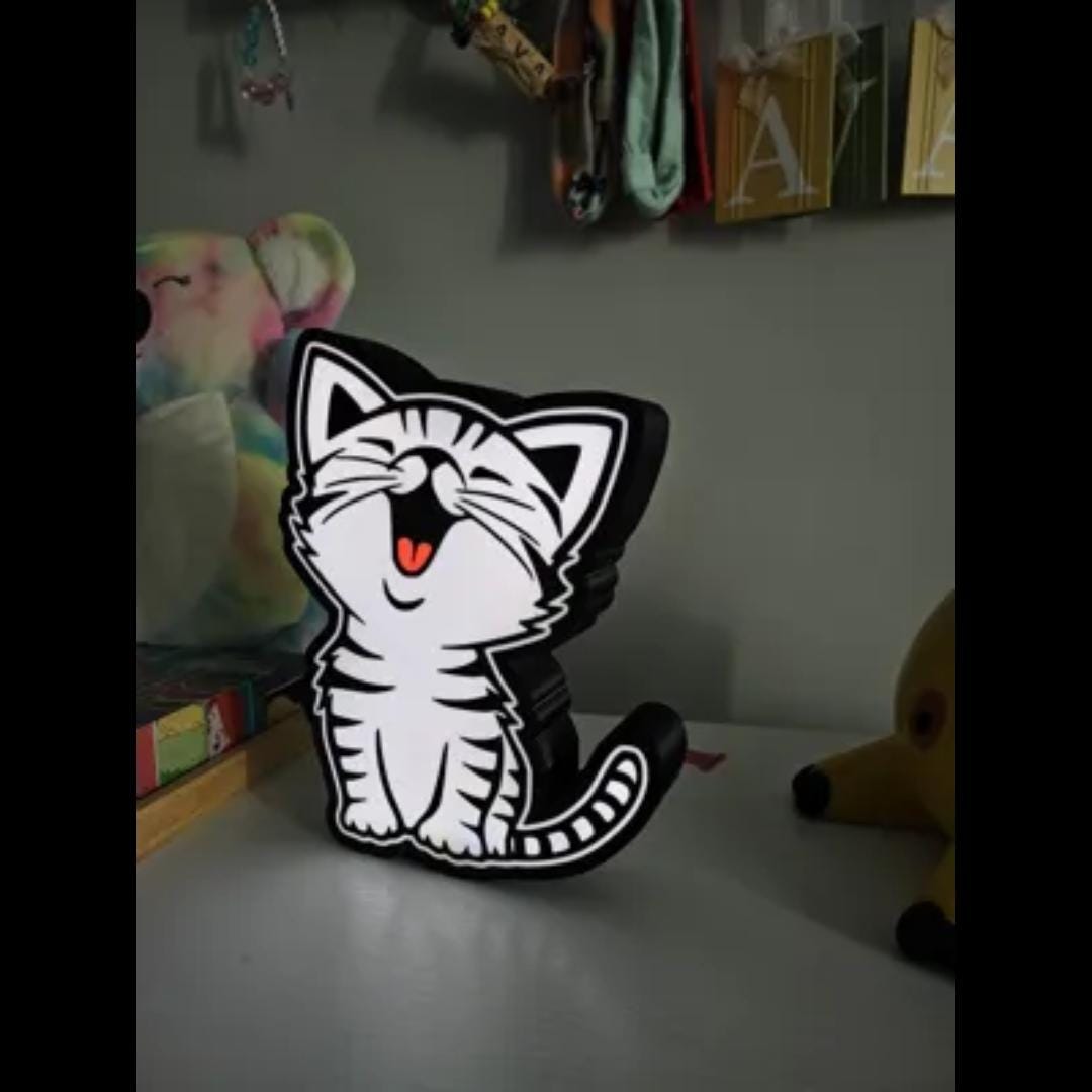 Tier Katze Lachen LED Lampe - Leuchtbox