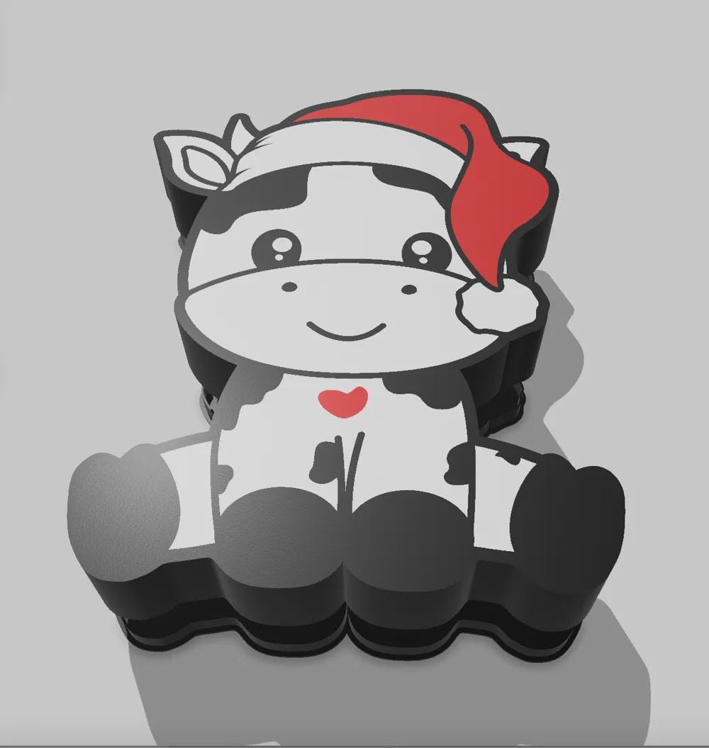 Weihnachten Kuh LED Lampe - Leuchtbox