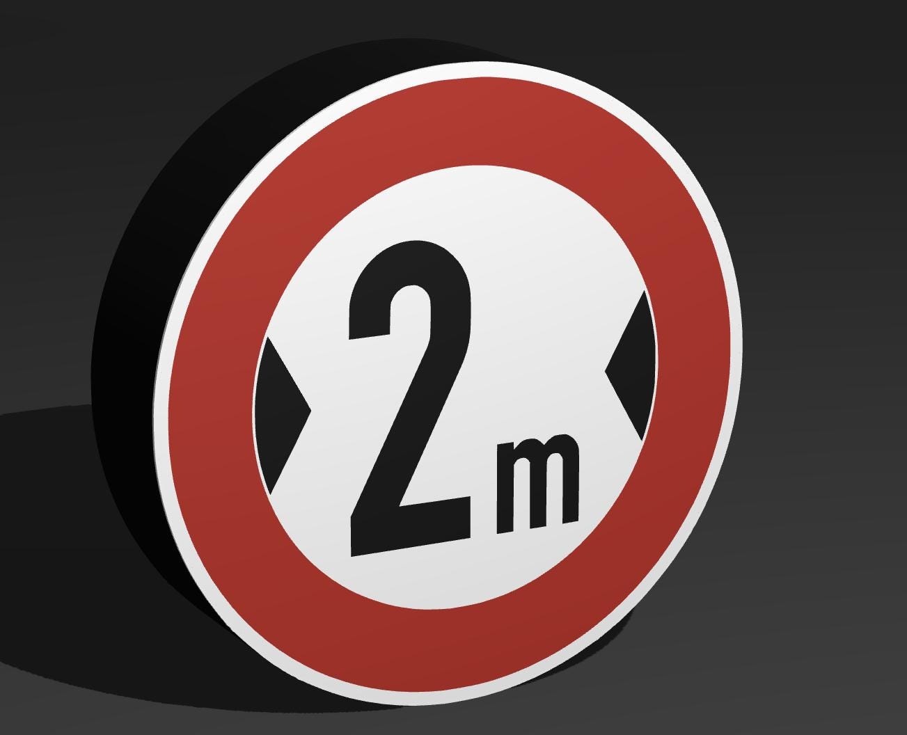 Verbot für 2m eng - Verkehrszeichen / Verkehrsschild / Warnzeichen Auto LED Lampe - Leuchtbox