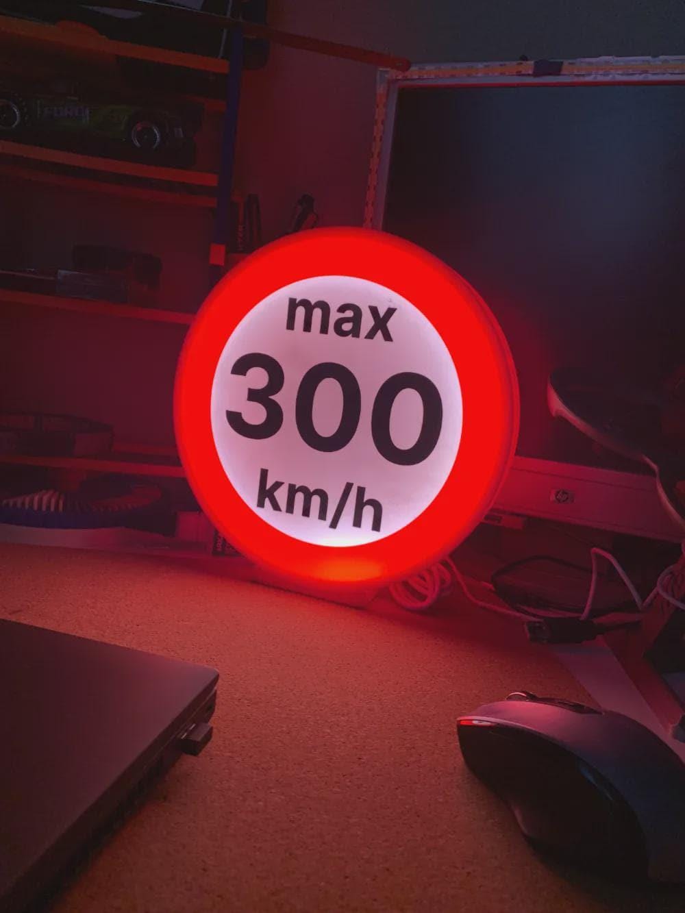 300KMH Verkehrsschild Lampe