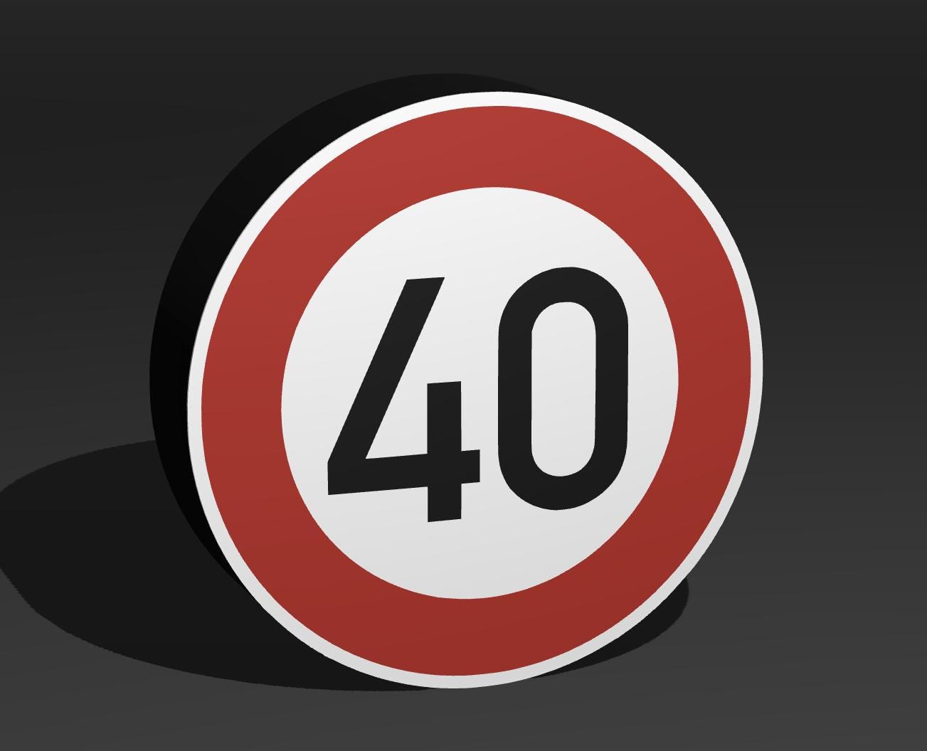 40 KMH Geschwindigkeitsbegrenzung - Verkehrszeichen / Verkehrsschild / Warnzeichen Auto LED Lampe - Leuchtbox