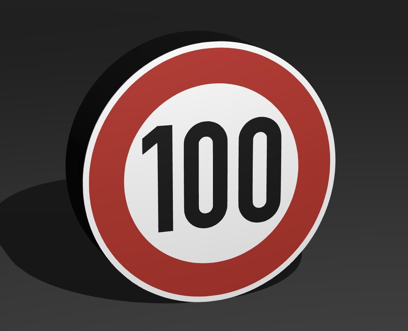 100 KMH Geschwindigkeitsbegrenzung - Verkehrszeichen / Verkehrsschild / Warnzeichen Auto LED Lampe - Leuchtbox