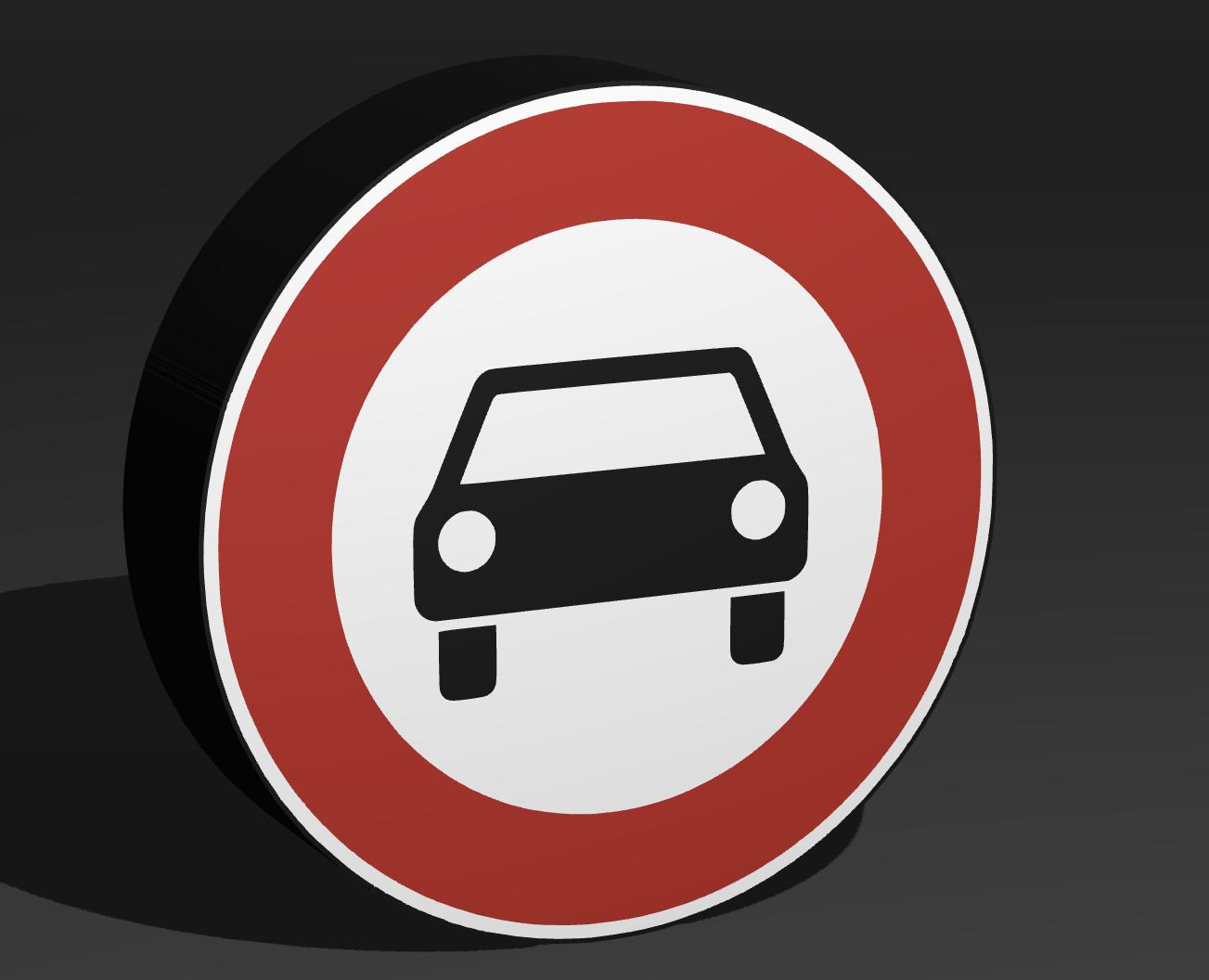 Verbot für Autos - Verkehrszeichen / Verkehrsschild / Warnzeichen Auto LED Lampe - Leuchtbox