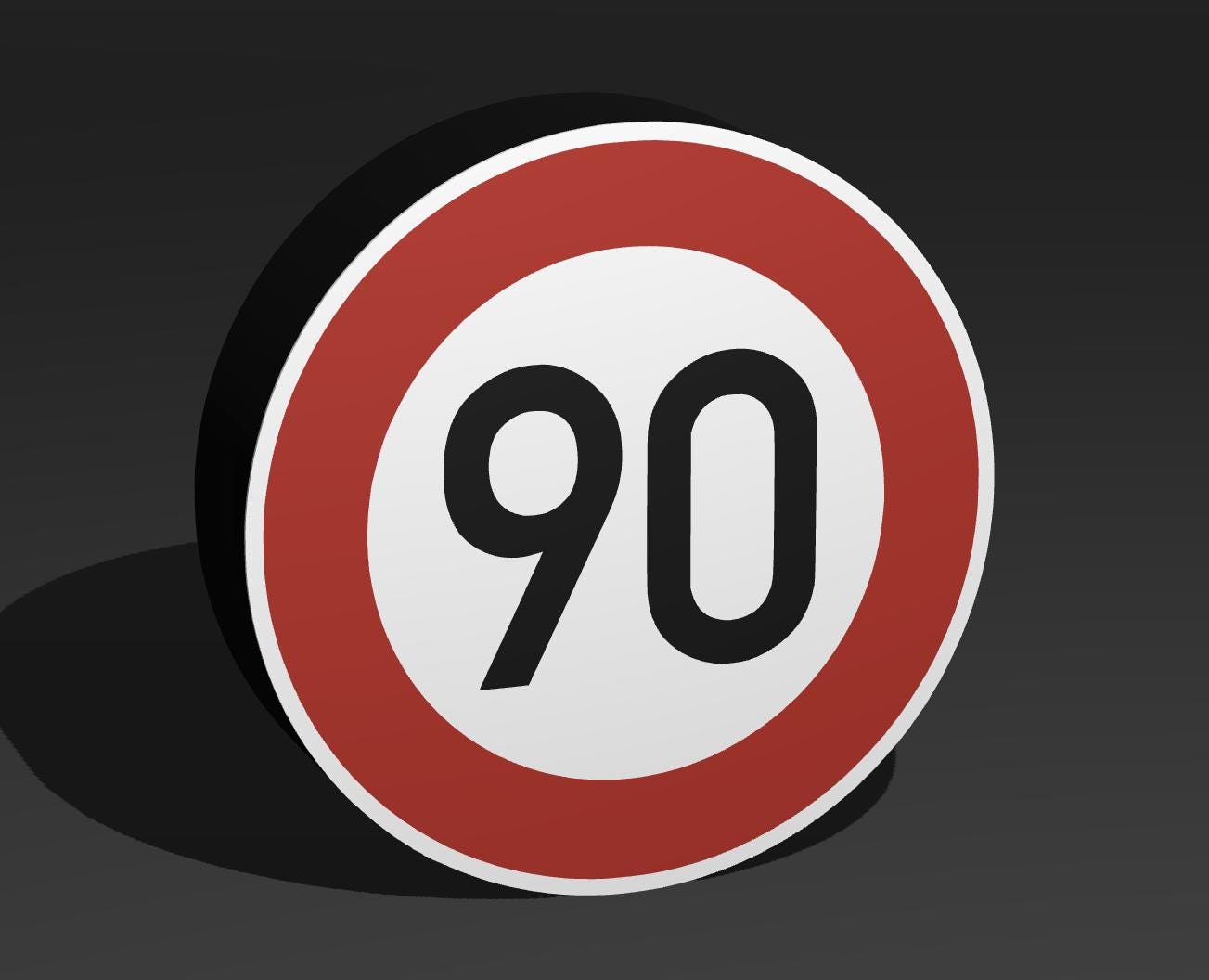 90 KMH Geschwindigkeitsbegrenzung - Verkehrszeichen / Verkehrsschild / Warnzeichen Auto LED Lampe - Leuchtbox