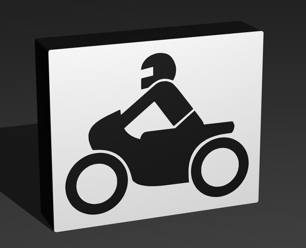 Sinnbild Motorrad - Verkehrszeichen / Verkehrsschild / Warnzeichen Auto LED Lampe - Leuchtbox