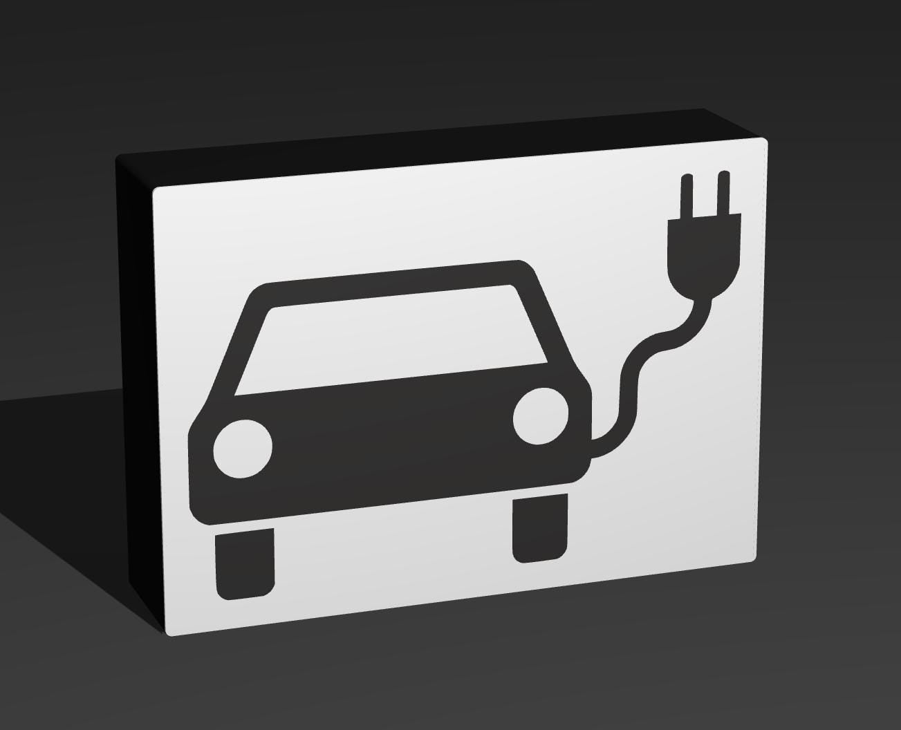 Sinnbild E-Auto - Verkehrszeichen / Verkehrsschild / Warnzeichen Auto LED Lampe - Leuchtbox