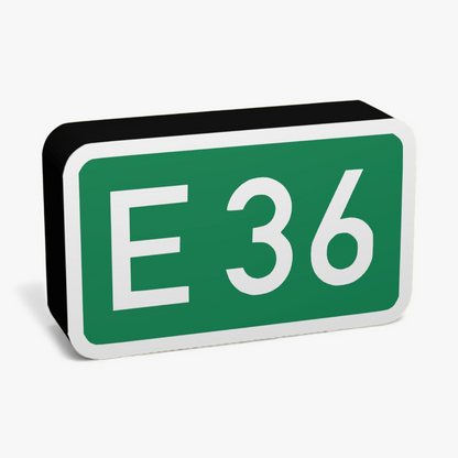 Nummernschild für Europastraßen E36 Verkehrsschild Lampe