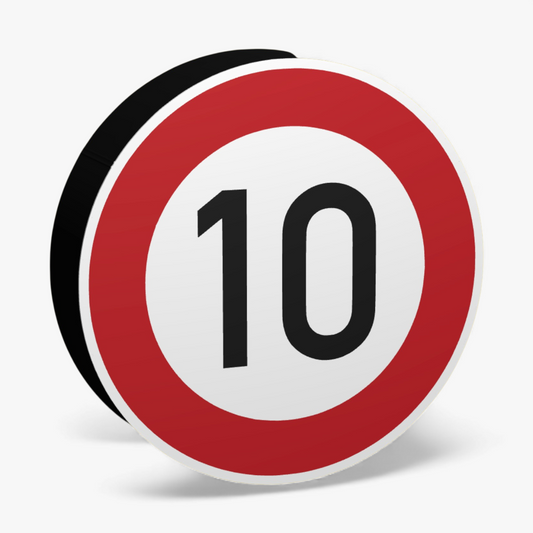 10 KMH Geschwindigkeitsbegrenzung Verkehrsschild Lampe