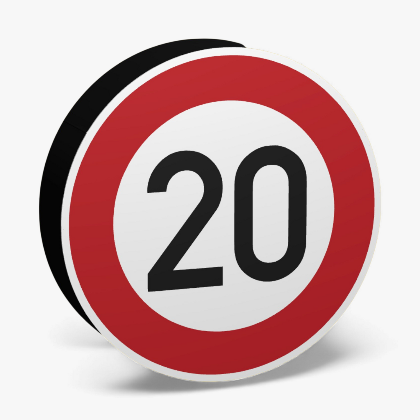 20 KMH Geschwindigkeitsbegrenzung Verkehrsschild Lampe