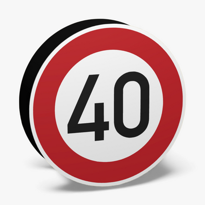 40 KMH Geschwindigkeitsbegrenzung Verkehrsschild Lampe