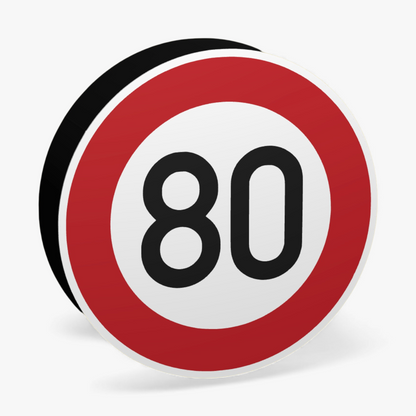 80 KMH Geschwindigkeitsbegrenzung Verkehrsschild Lampe