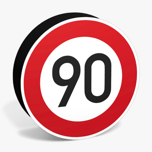 90 KMH Geschwindigkeitsbegrenzung Verkehrsschild Lampe