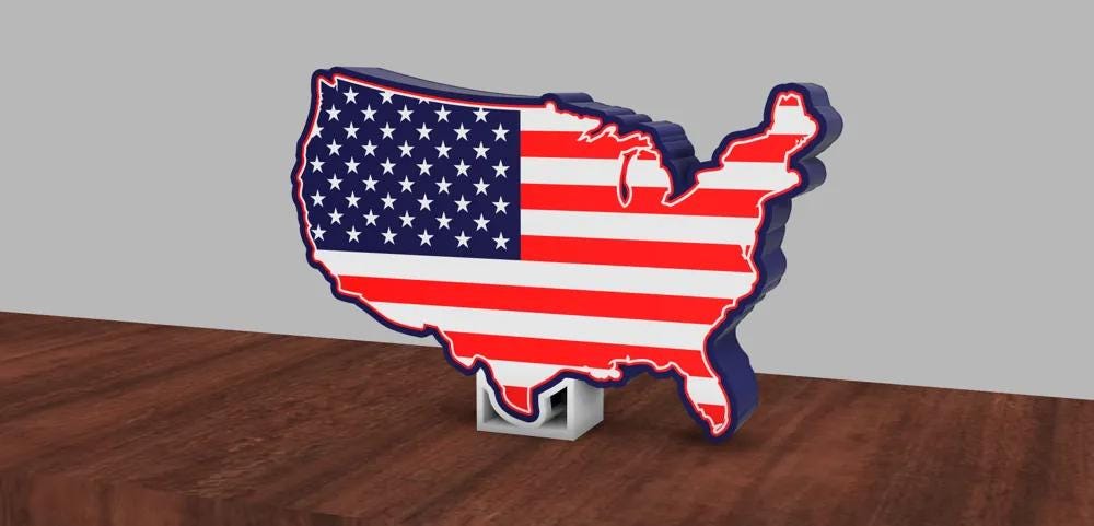 Flagge USA Umriss LED Lampe - Leuchtbox