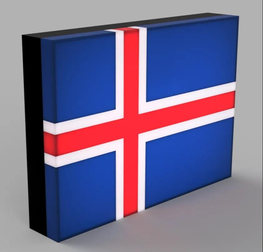 Flagge Island LED Lampe - Leuchtbox