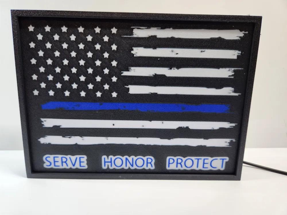 Flagge USA Serve Honor Protect LED Lampe - Leuchtbox