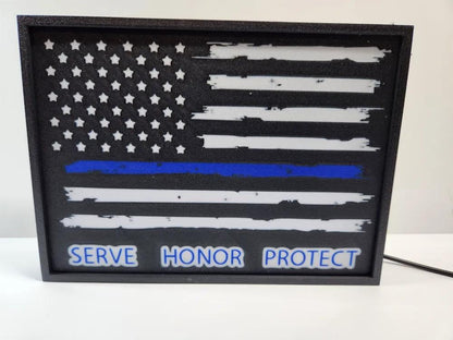 Flagge USA Serve Honor Protect LED Lampe - Leuchtbox