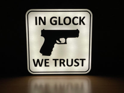 Waffe Air Soft In Glock We Trust LED Lampe - Leuchtbox