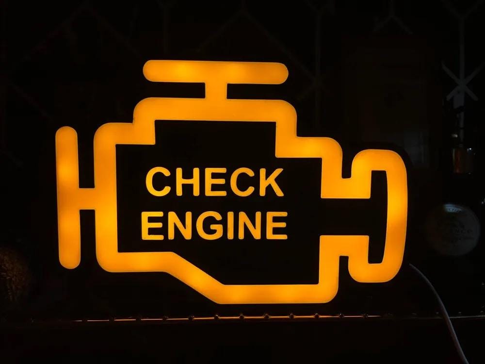Warnleuchte Motorkontrollleuchte Check Engine Orange Auto LED Lampe - Leuchtbox