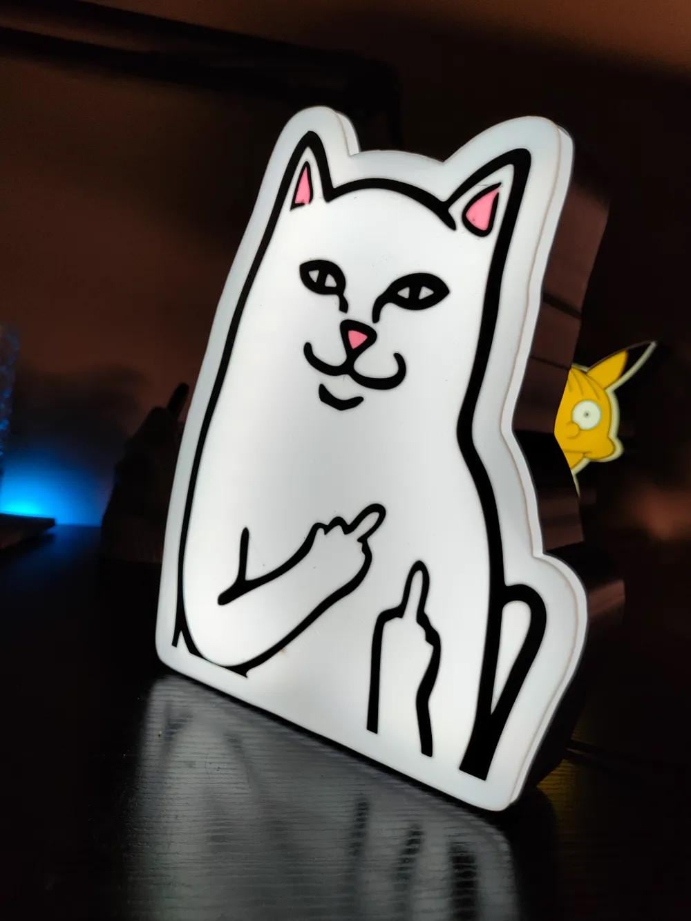 Tier Katze Mittelfinger LED Lampe - Leuchtbox