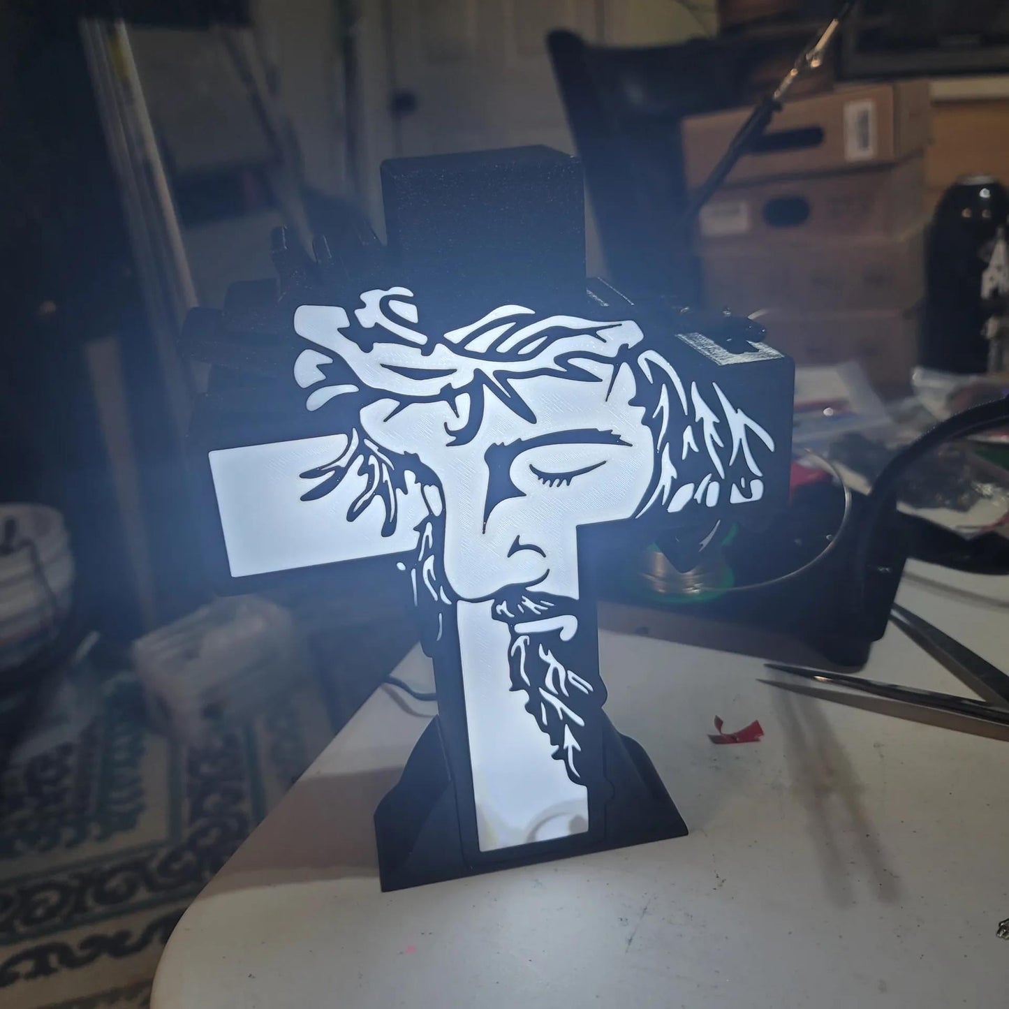 Glaube Jesus Kreuz LED Lampe - Leuchtbox