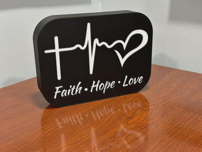 Glaube Jesus Faith Hope Love LED Lampe - Leuchtbox