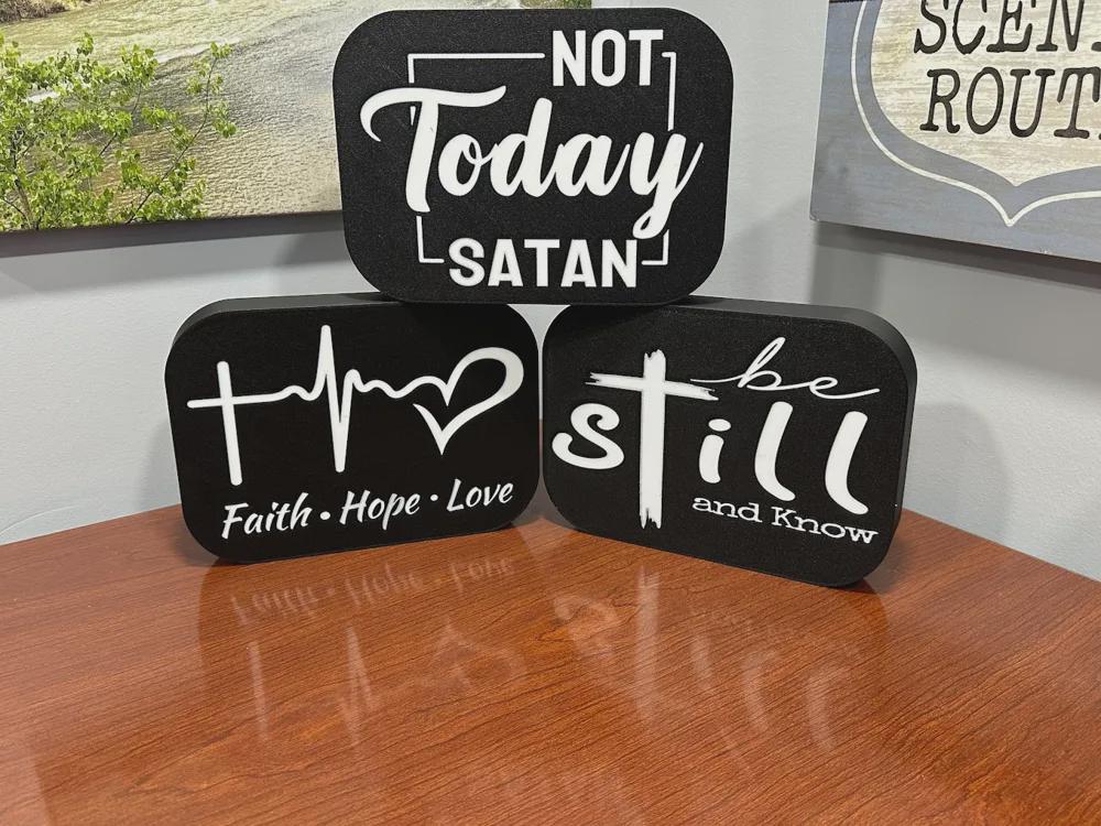 Glaube Jesus Not Today Satan LED Lampe - Leuchtbox