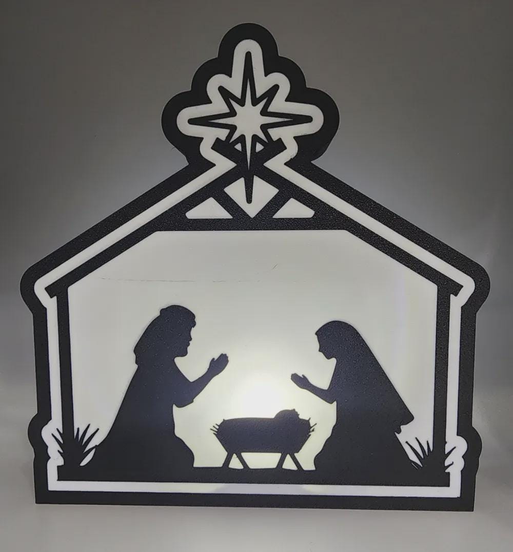 Glaube Jesus Krippe mit Nonnen LED Lampe - Leuchtbox