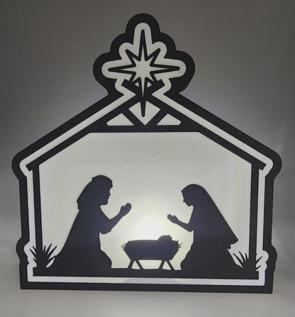 Glaube Jesus Krippe mit Nonnen LED Lampe - Leuchtbox