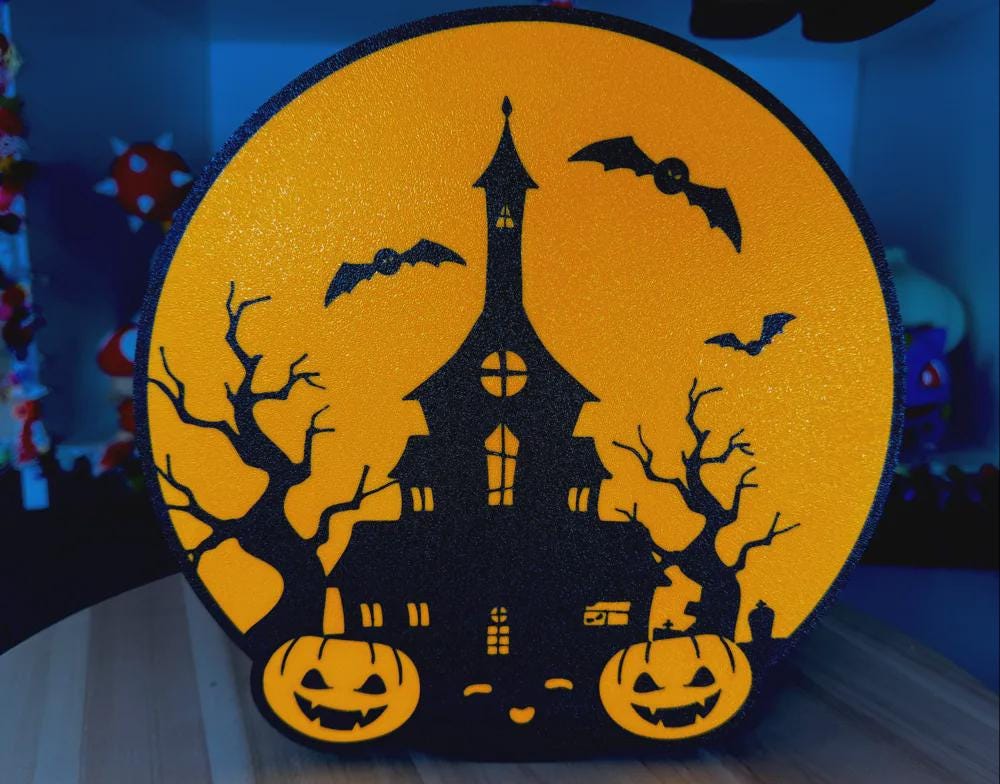 Halloween Grusel-Schloss LED Lampe - Leuchtbox