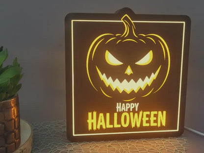 Halloween Kürbis Happy Halloween LED Lampe - Leuchtbox