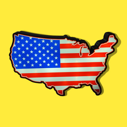 Flagge USA Umriss LED Lampe - Leuchtbox