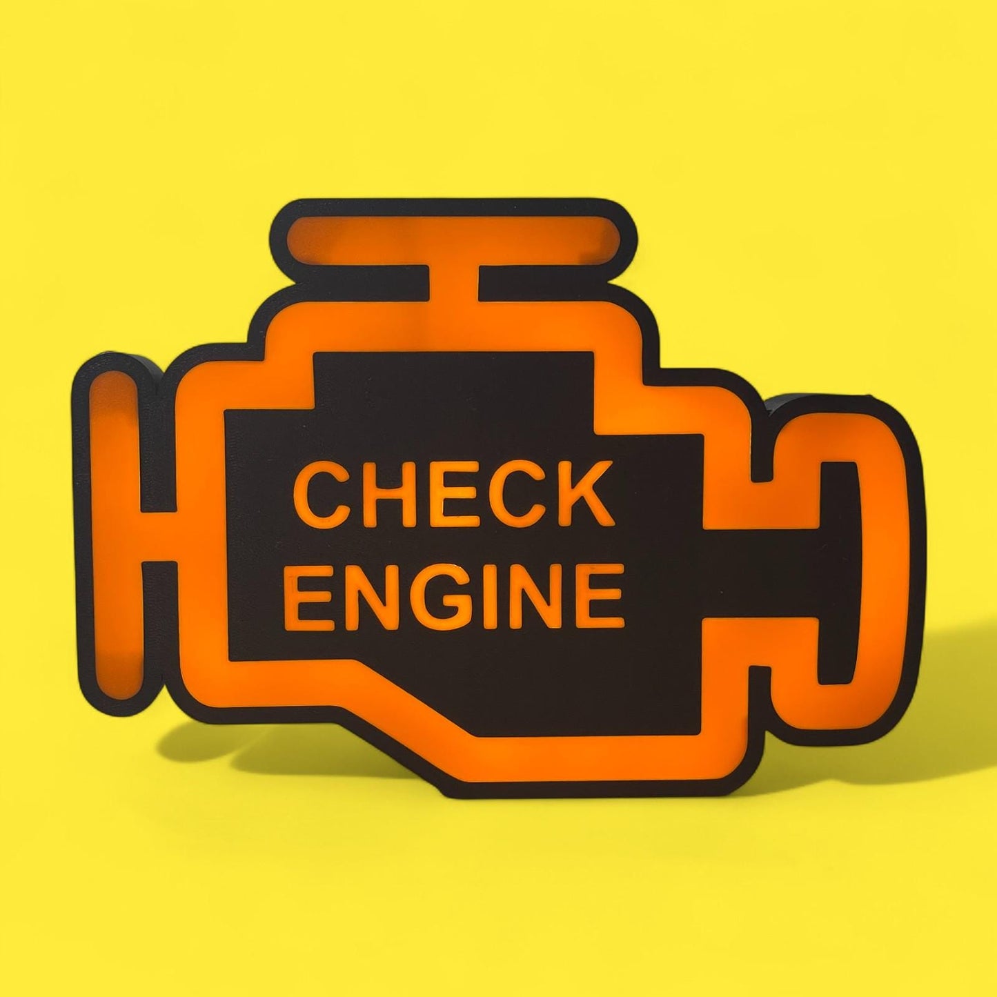 Warnleuchte Motorkontrollleuchte Check Engine Orange Auto LED Lampe - Leuchtbox