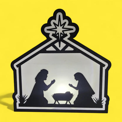 Glaube Jesus Krippe mit Nonnen LED Lampe - Leuchtbox