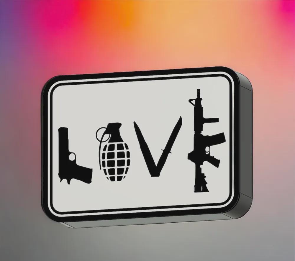 Waffe Air Soft LOVE LED Lampe - Leuchtbox