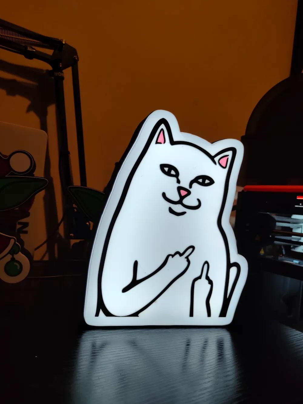 Tier Katze Mittelfinger LED Lampe - Leuchtbox