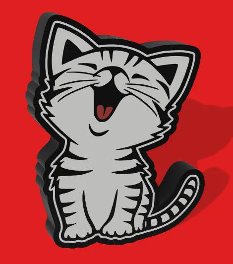 Tier Katze Lachen LED Lampe - Leuchtbox