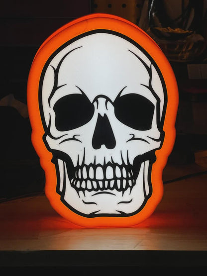 Halloween Totenkopf Orange LED Lampe - Leuchtbox
