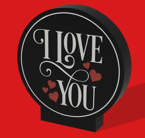 Valentinstag I Love You LED Lampe - Leuchtbox