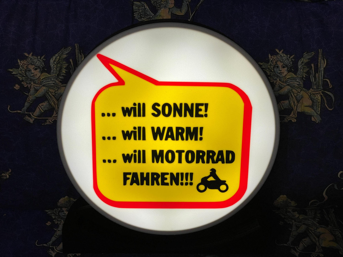 Motorrad Moped Will Sonne Will Warm LED Lampe - Leuchtbox