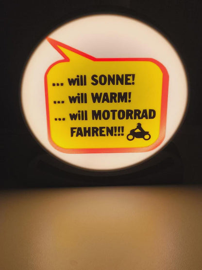 Motorrad Moped Will Sonne Will Warm LED Lampe - Leuchtbox