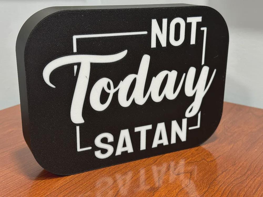 Glaube Jesus Not Today Satan LED Lampe - Leuchtbox