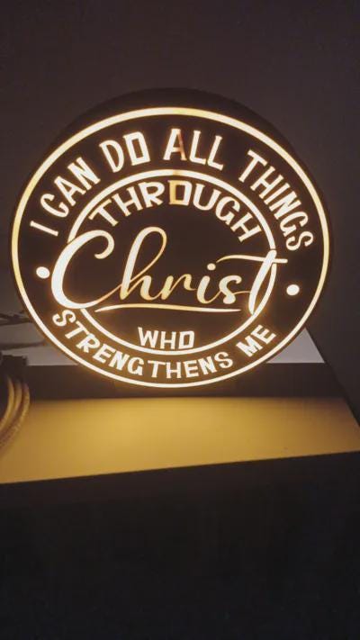 Glaube Jesus I Can Do All Things Through Christ LED Lampe - Leuchtbox