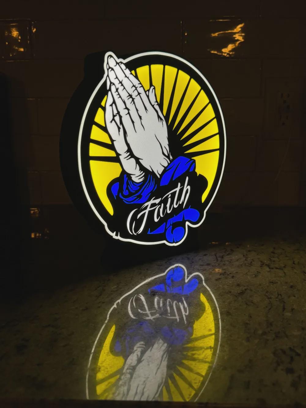 Glaube Jesus Betende Hände LED Lampe - Leuchtbox