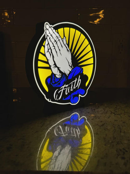 Glaube Jesus Betende Hände LED Lampe - Leuchtbox