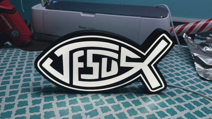 Glaube Jesus Fisch Christ LED Lampe - Leuchtbox
