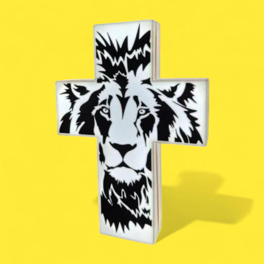 Glaube Jesus Kreuz Löwe LED Lampe - Leuchtbox