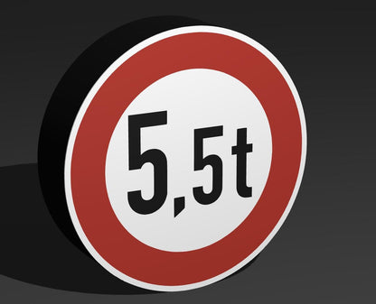 Verbot für 5,5t - Verkehrszeichen / Verkehrsschild / Warnzeichen Auto LED Lampe - Leuchtbox