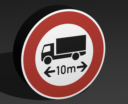 Verbot für 10m Länge - Verkehrszeichen / Verkehrsschild / Warnzeichen Auto LED Lampe - Leuchtbox